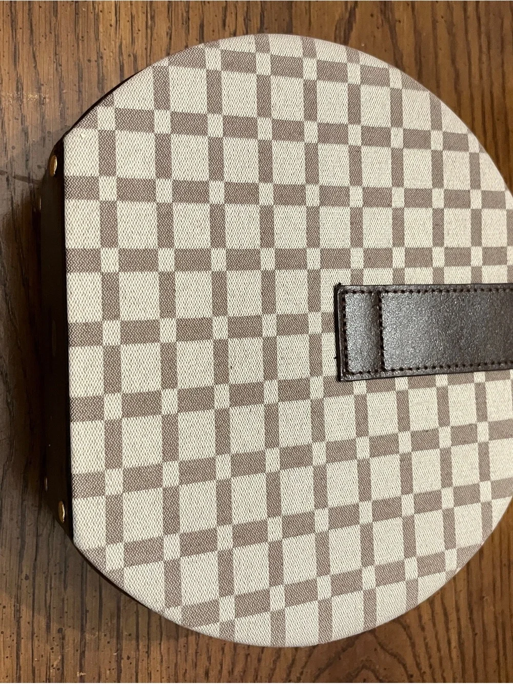 Bey-Berk Brown Leather Checkered Jewelry Box & Valet Tray Set